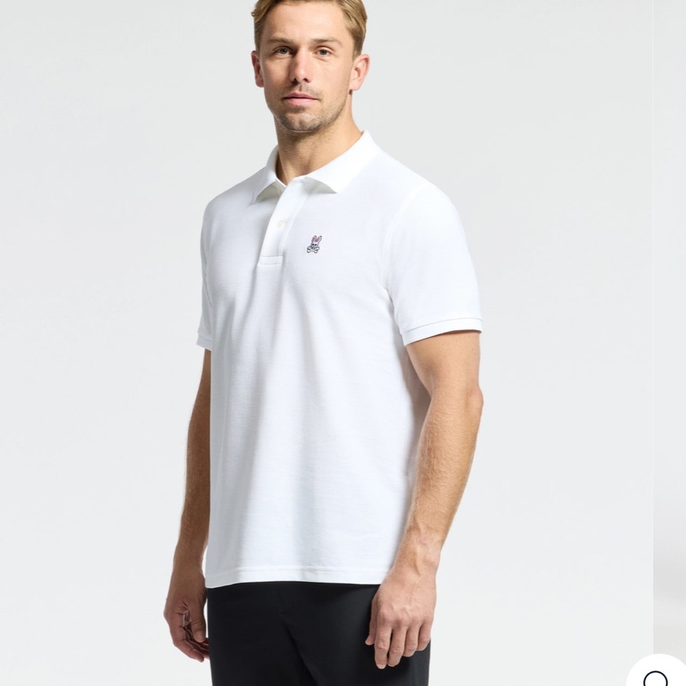 Men’s Psycho Bunny White Polo Shirt Classic Pique #92